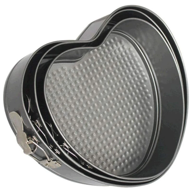 Romantic love heart shaped springform pan carbon steel loose bottom cake molds bakeware  mini cheesecake honeycomb baking pan