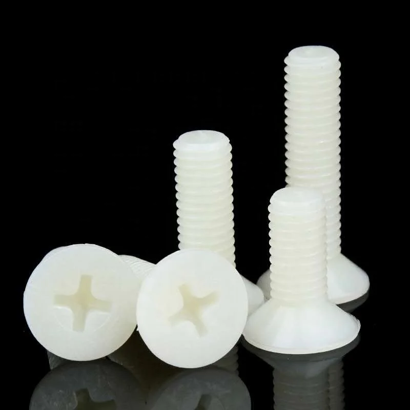 Sandingsheng in stock high quality black white flat head countersunk head PA66 polyamide nylon plastic bolt
