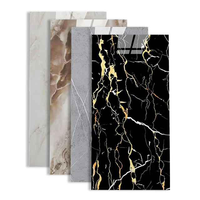 Home Decor 3D PVC Black Marble Self Adhesive Wall Tiles For Bathroom and Kitchen