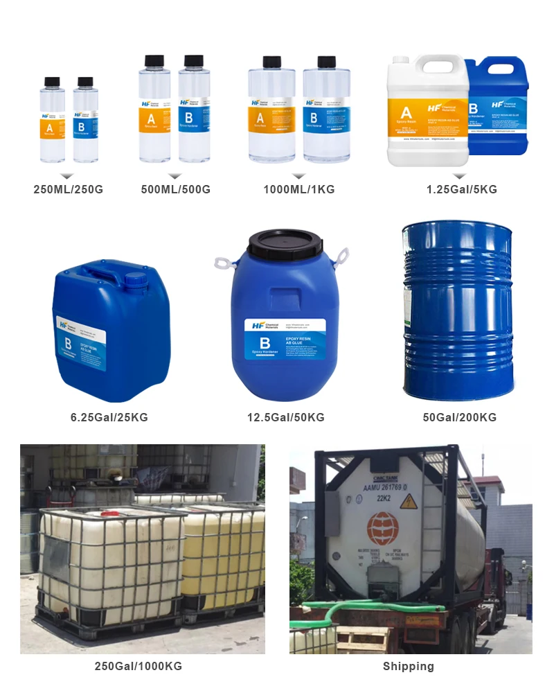 HF201-B Transparent Resin Coating 100%  Solid Two Component Top Clear Epoxy Resin Table For Wood