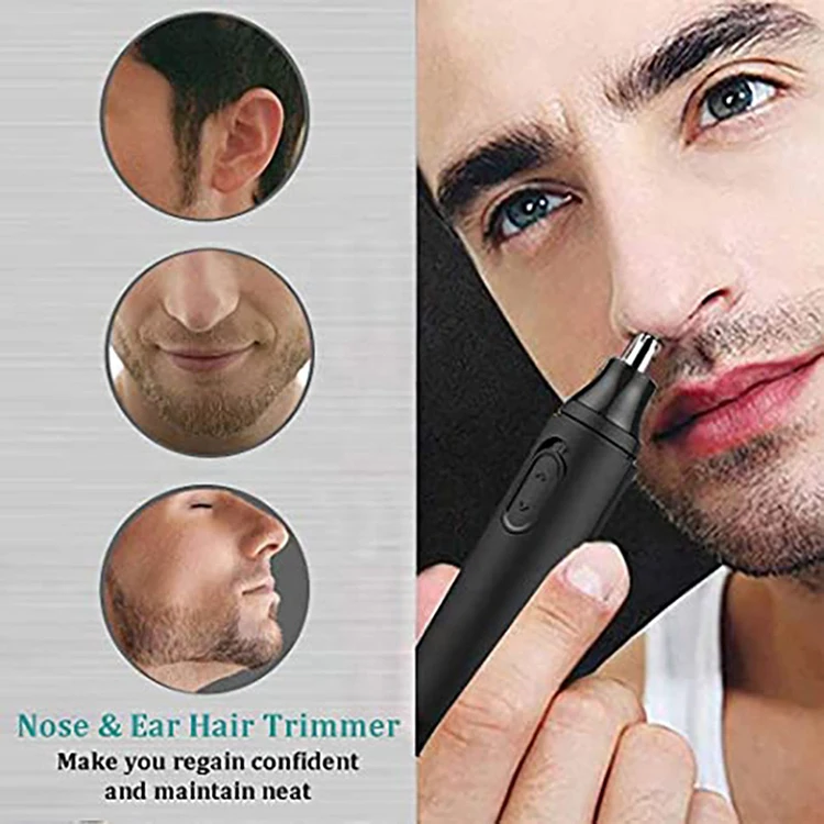 Black Wireless Waterproof  Nose Hair Removal Trimmer for Adult