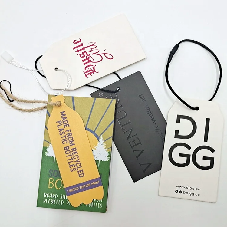 Luxury Recycled Garment Labels Swing Tags Clothes Label Hang Tags Special Cardboard Clothes Hangtags For Clothing Own Logo