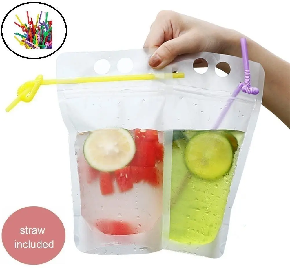Standing Customized Juice Drink Pouch With Straw,Gravure Printing Plastic Beverage Packing Bag,Oem Bags
