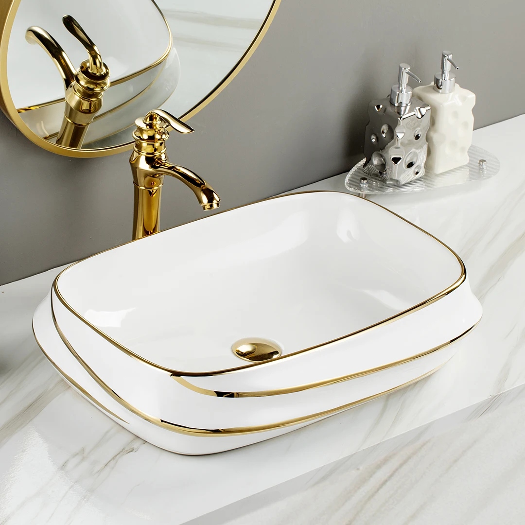 Luxury Cheap Basin lavabo above counter wash hand basin golden art sink