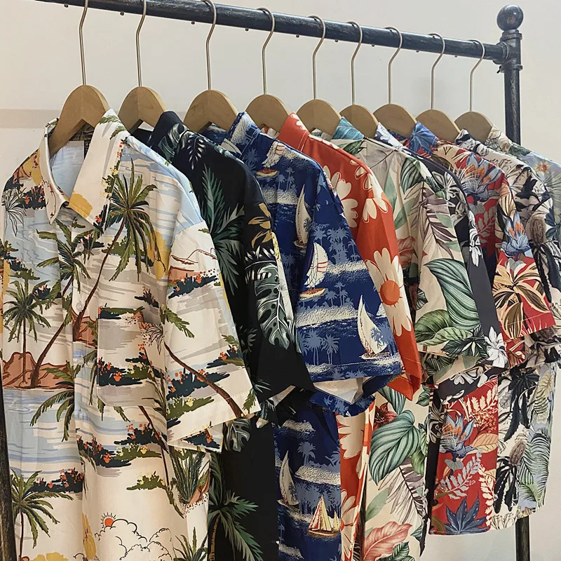 men 5xl custom rayon sublimation hawaiian tribal shirt floral shirts men hawaiian shirt and shorts