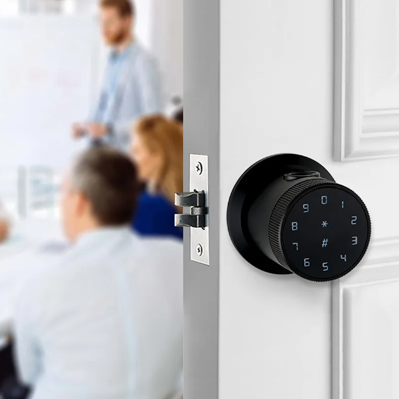 Round Intelligent Fingerprint Password TUYA Lock Safety Home Office Hotel Electronic Card Smart Door Lock