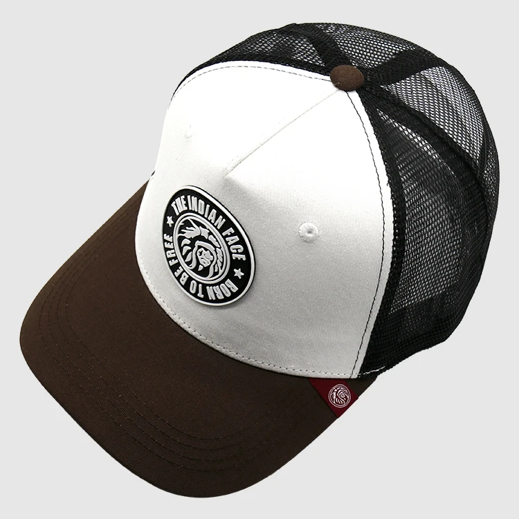 Custom 5-Panel Trucker Hat Cap 100% Cotton Mesh Adult Outdoor Casual Summer Use Rubber Patch Embroidered Logo Baseball Cap Style