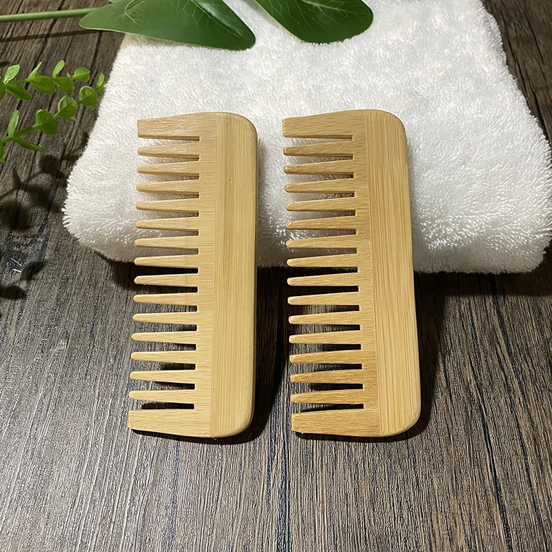 Eco-Friendly Biodegradable Natural Bamboo Wide Tooth Hair Comb Custom Logo Bamboo Wooden Combs