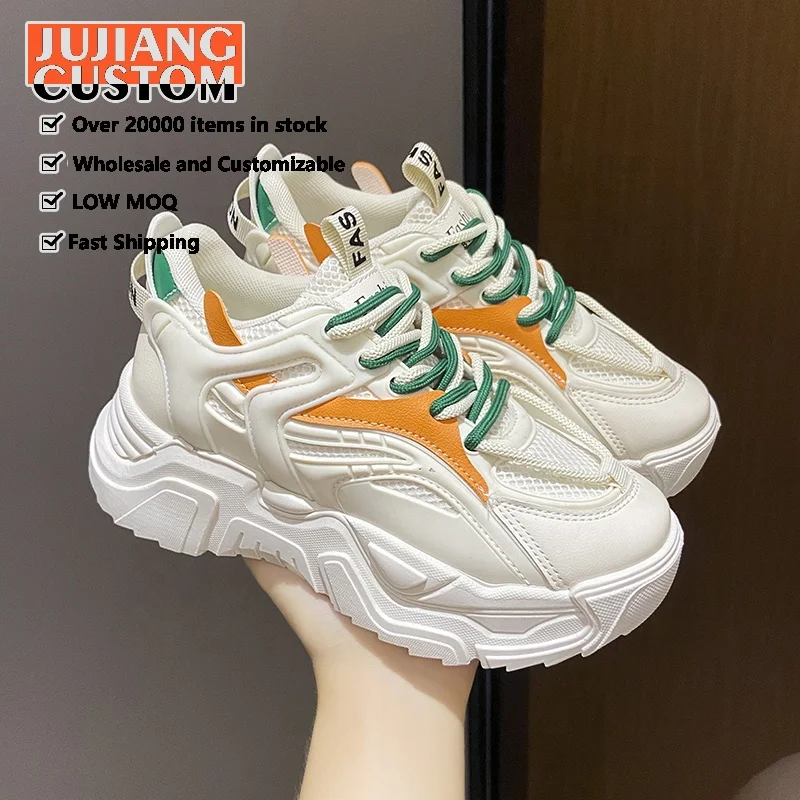 New Platform Sport Shoes for Women Spring White Casual Chunky Sneakers Women Leather Platform Running Shoes Zapatos De Mujer