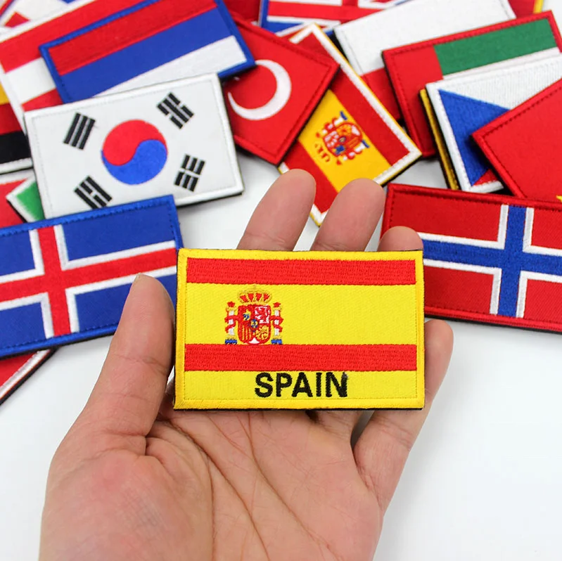 
OEM service accepted custom embroidered patches flag different countries flag patches for Hat Backpack Clothing 