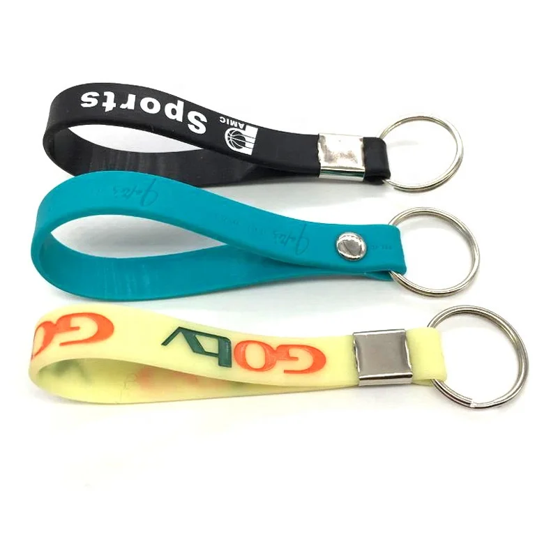 Customized High Quality Printed Logo Silicone Keychain Silicone Keyring