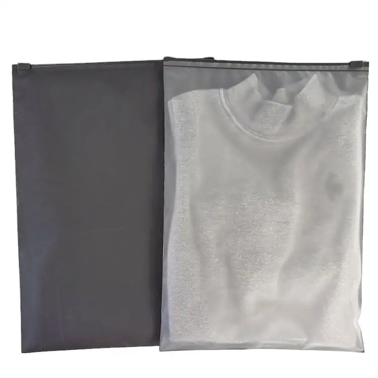 custom plastic T Shirt bags Clothes Frosted Biodegradable Zip Lock Self Sealing Bag packaging and printing custom logo