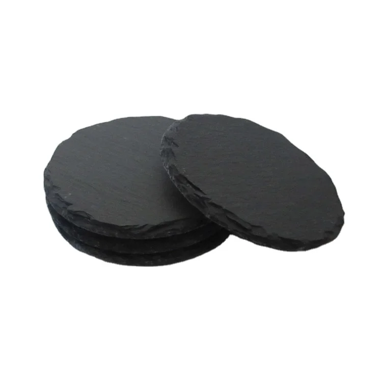 Natural Black Slate For Desk Replacement Fashionable Design With Great Price Square Stone Beer Cup Coaster Tea Mat Detail