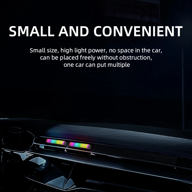 Smart  RGB Radio Voice Control Led Desktop Atmosphere Pickup Music Rhythm Recognition Light Bar For Car Air Outlet