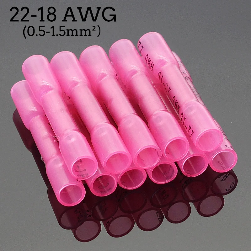1000 шт./пакет Термоусадочные соединители проводов AWG 22-18 0,5-1.5mm2 красный герметичные изолированные автомобильных кабельных систем с клеевым концевые кабельные муфты