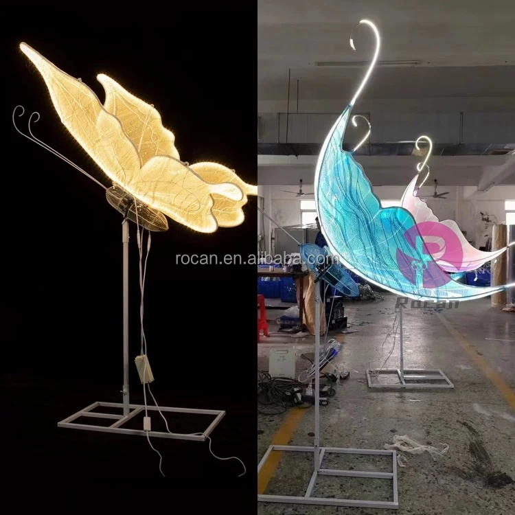 Wedding decoration lights butterflies wings road lead stage backdrop stand led butterfly led light decoration