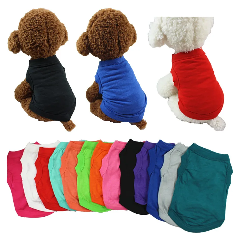 Custom High quality Summer  Cotton Plain Color Pet Clothes Blank  dog t shirt