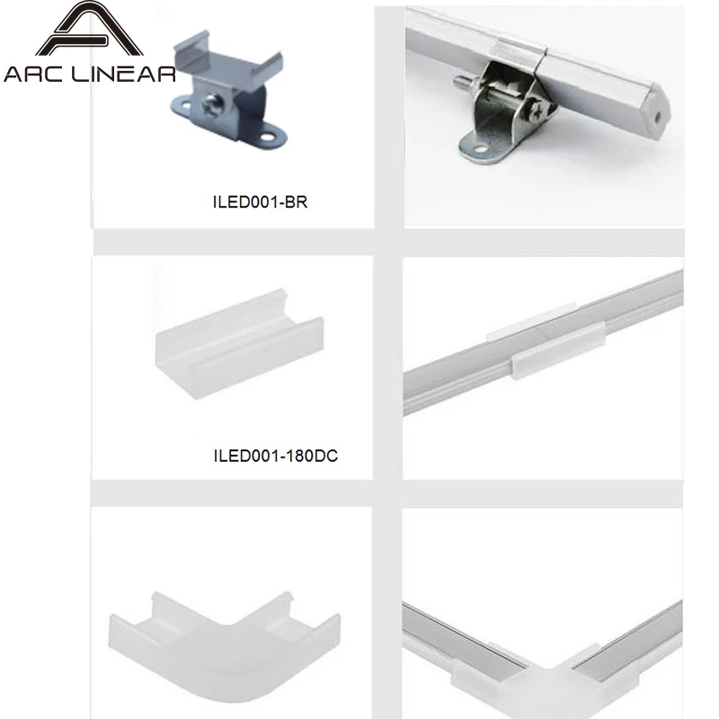 Low Moq Customized difusor flat 3m Preto fita de led perfil de led