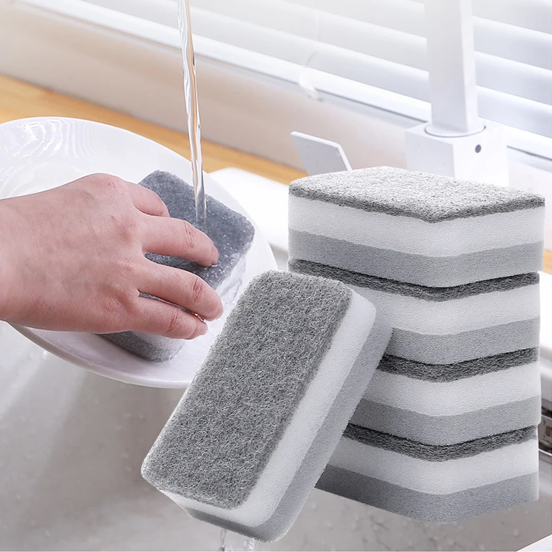 Double-sided Cleaning Spongs Household Scouring Pad Kitchen Dishwashing Sponge Cloth Dish Cleaning Towels Accessories