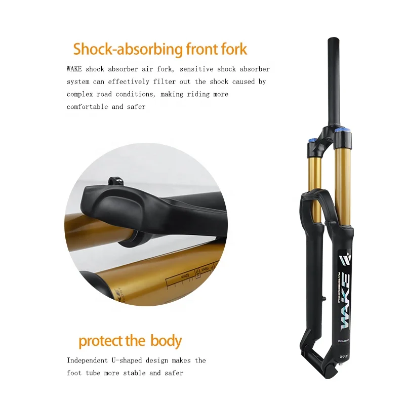WAKE mtb Bike Magnesium Alloy Suspension Air Fork 27.5 29 Inch Without Damping Bicycle Fork Pneumatic Shock Absorber Fork