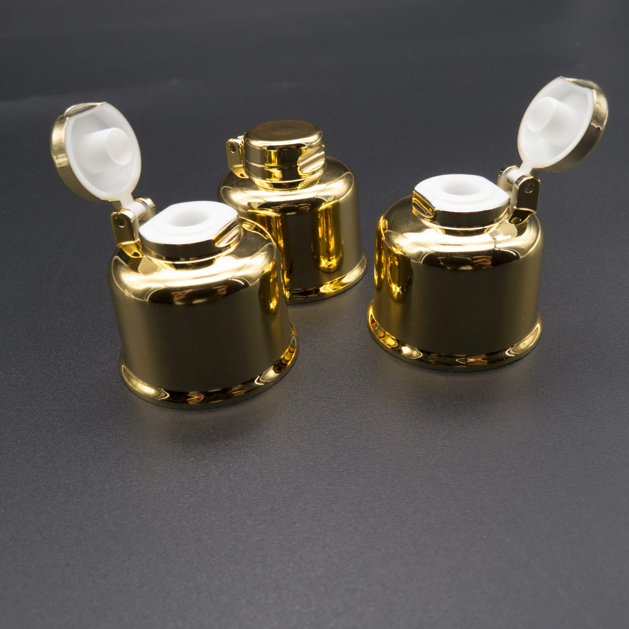 24mm plastic aluminum caps white gold plating flip top cap