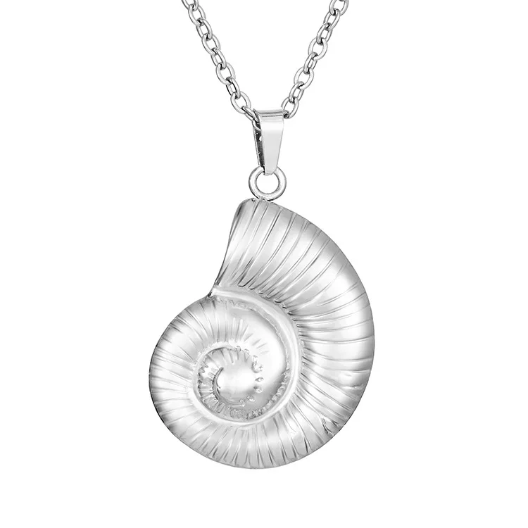 New Fashion Hypoallergenic Stainless Steel Ocean Beach Jewelry Conch Shell Seashell Pendant Necklace