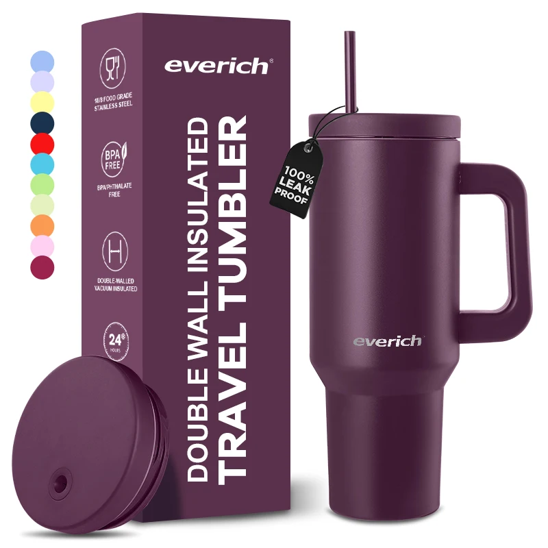 Eco friendly 304 stainless steel mug 40oz large capacity cold insulated thermos mug outdoor travel mug with handle
