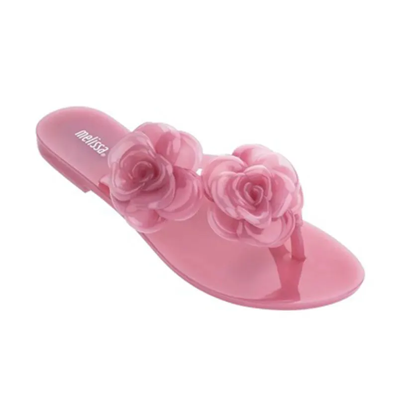 
meli ssa Harmonic Garden Camellia summer fashion beach soft flat pvc sandal jelly thong sandals for womens 