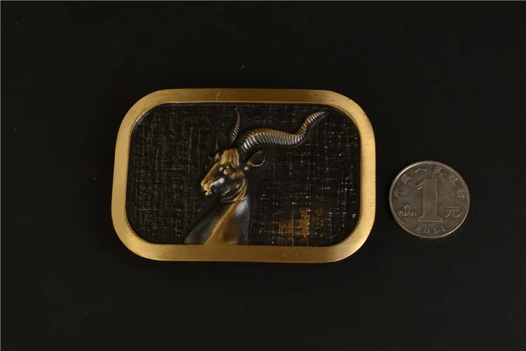 wholesale inner size 40mm customized solid brass Chinese dragon horse sheep animal western name plate belt buckle