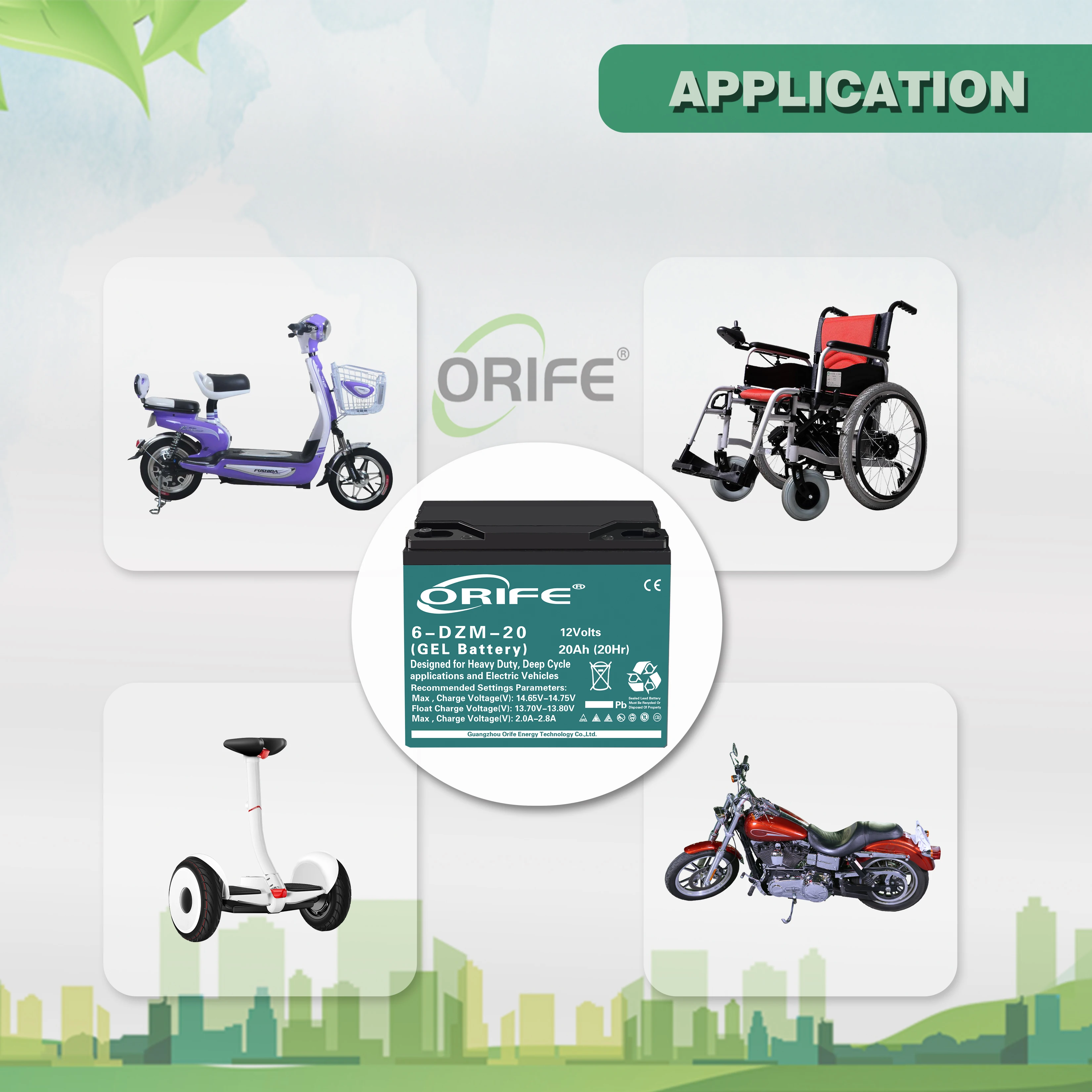 ORIFE custom gobel power 12v 20ah 6dzm20 battery cell cheapest ebike battery for electric moto bike
