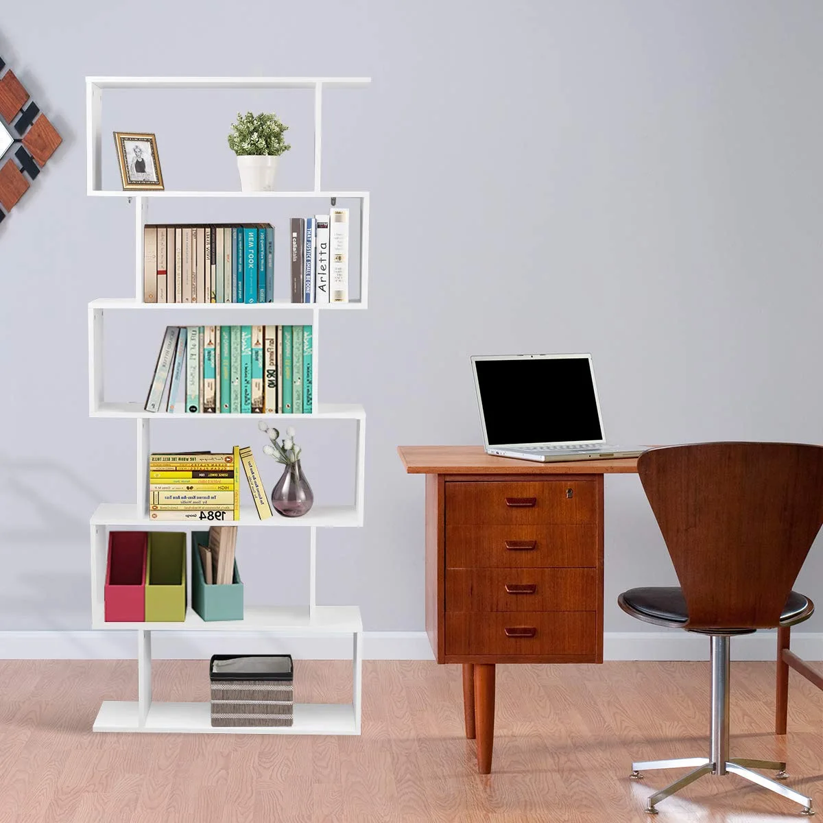 
Modern corner portable fine mdf wood design bookshelf storage bookcase book shelf 