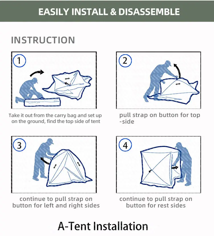 Professional 6 Sides Keep Warm Insulated Winter Fishing Tents With Polyester Oxford Fabric Pop Up Outdoor Tents