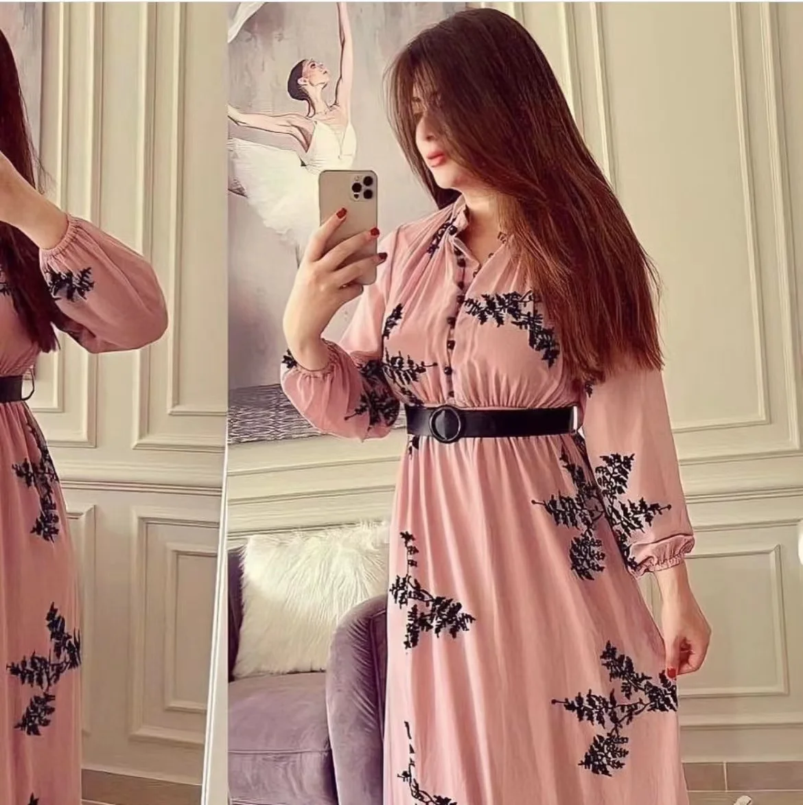 Spring Dress Popular Customized Career Dresses Muslim Women Dress Abaya Islamic Clothing Embroidery