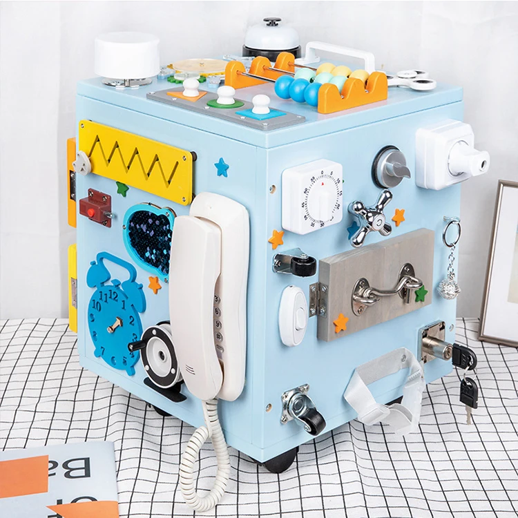 Educational Montessori Play learning Toy Baby Wooden Activity Cube For Toddle