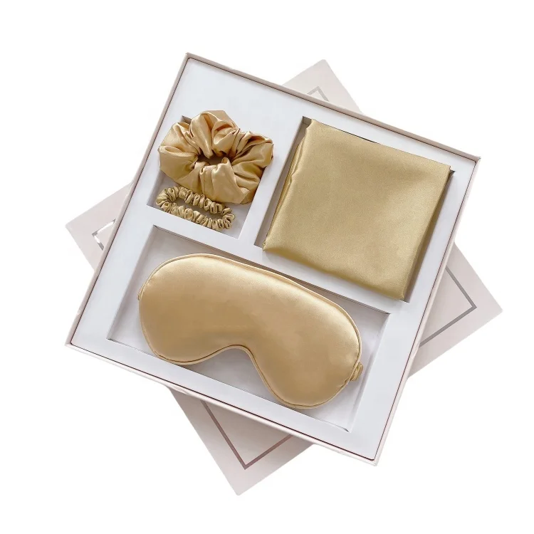 Gift Box Eye Mask Set Four-piece Home Pillowcase Blackout Eye Mask Large Intestinal Hair Tie Thin Hair Tie Gift