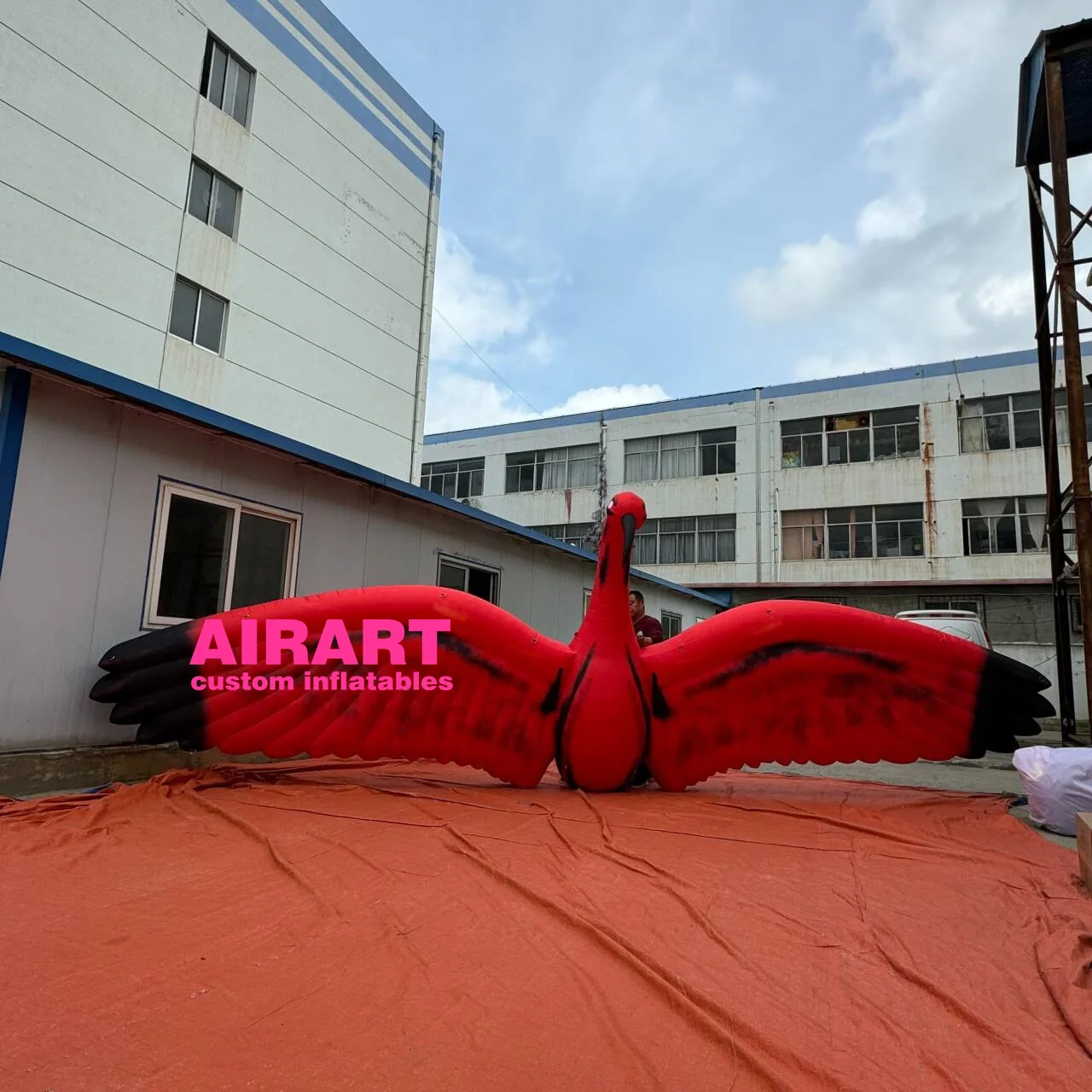 inflatable crane bird balloon,inflatable art animals hanging decor red-crowned crane inflatable cartoon