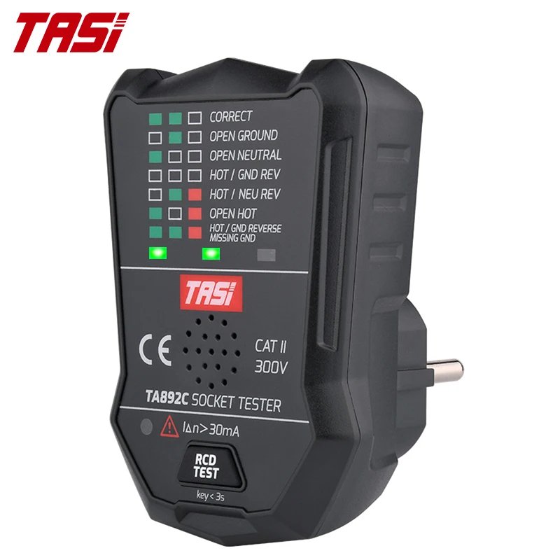 TASI TA892C 175V~250V Voltage Tester Voice RCD GFCI EU Plug European Wall