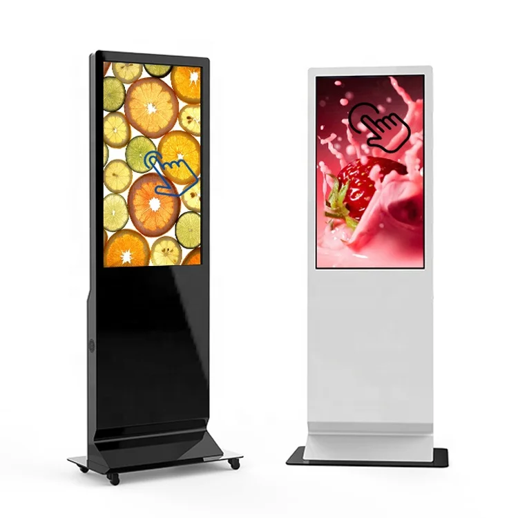 43 Inch Lcd Media Player Floor Standing Menu Boards Advertising Display Touch Screen Digital information Kiosk