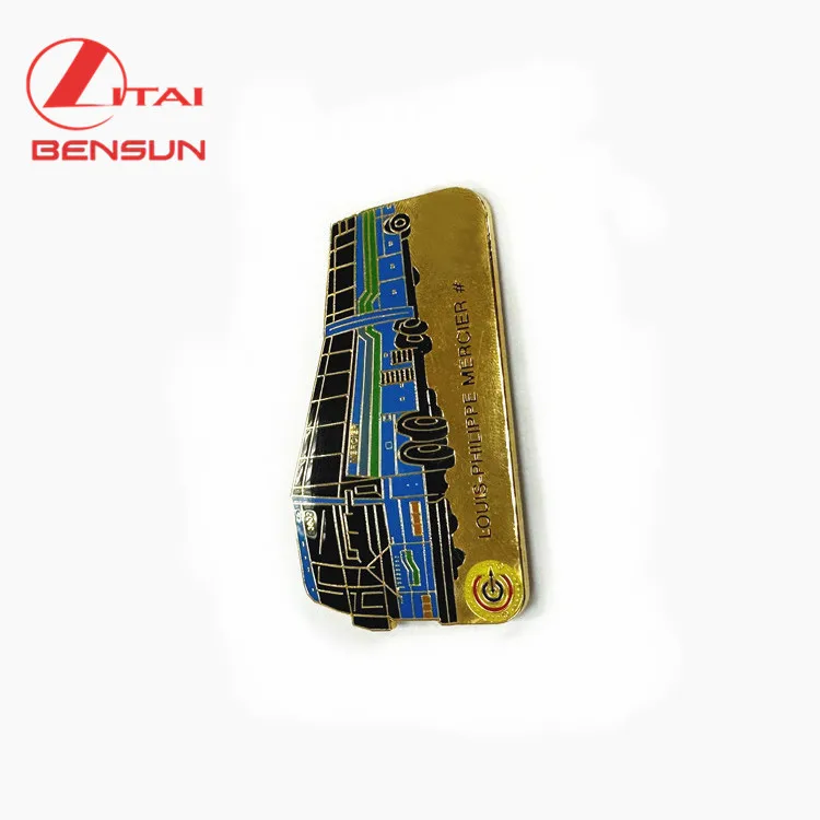 Manufacturer Metal craft Custom Logo Gold bus Hard Soft Enamel Lapel Pins Badges