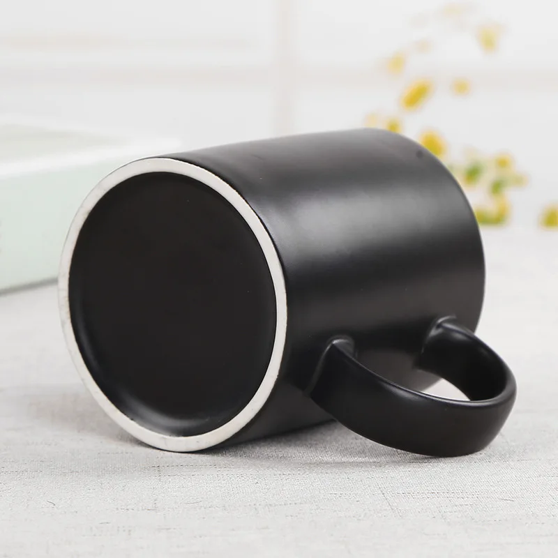 Custom LOGO 10Oz 320ml High-temperature Firing Transparent Glaze Coffee Ceramic Mugs Straight Water Cup For Business Gifts