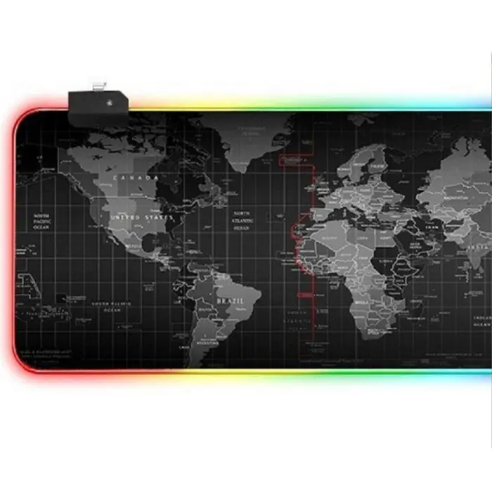 Soft Rubber Big Size World Map Lighting Sublimation Mouse Pad with Led