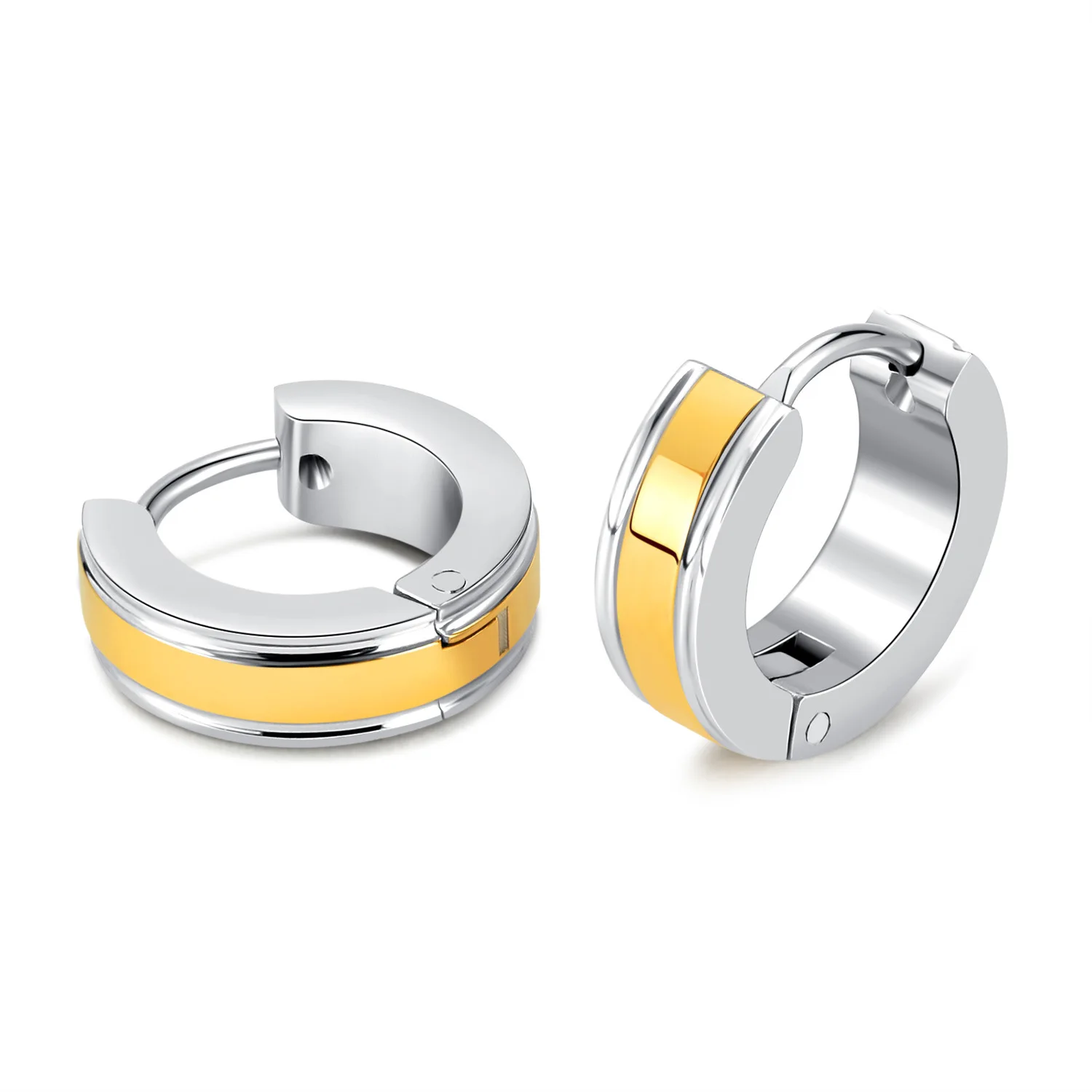 New Minimalist Round Punk Secondary Color Stainless Steel Hoop Earrings For Man Non Tarnish Waterproof Jewelry Anniversary