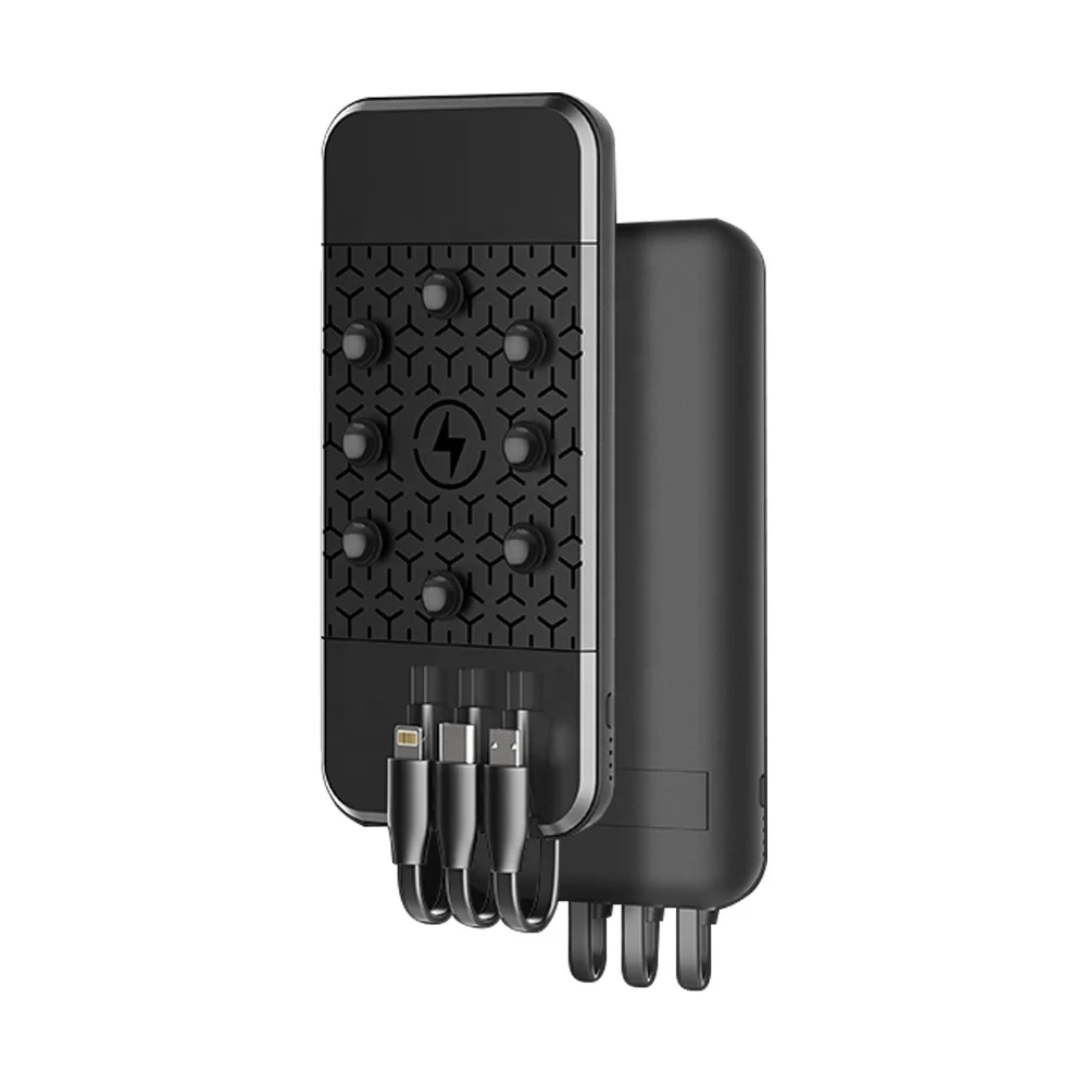 Hot factory 3 in 1 build-in cable power bank 10000mAh 10W phone charger wireless magnetic portale power banks