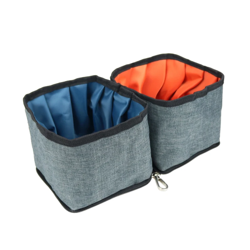 
Large Capacity Portable Oxford Cloth Pet Bowl Outdoor Waterproof Square Foldable Dry And Wet Dog Bowl 