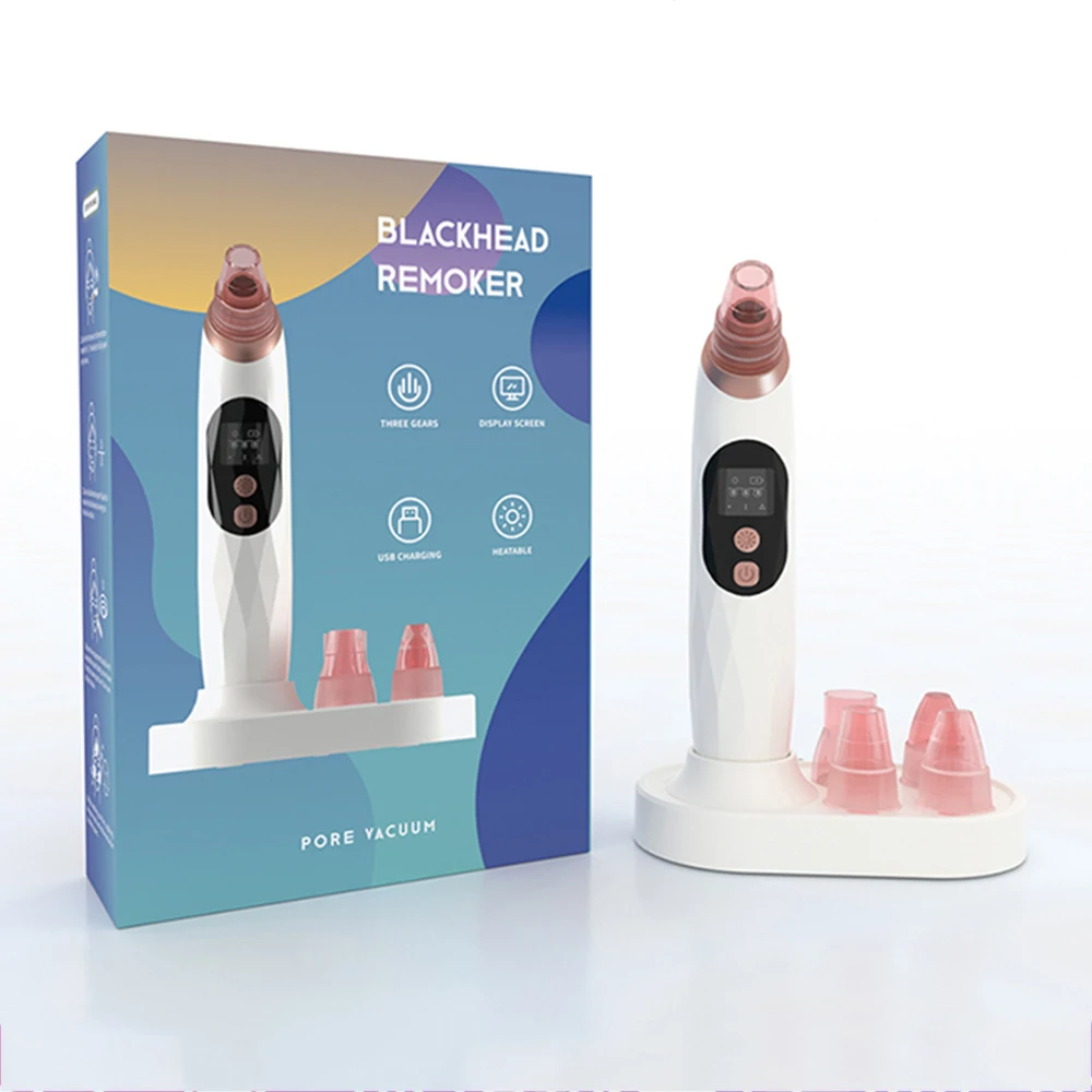 Display Screen Hot Compress Vacuum Blackhead Remover Pimple Acne Pore Electric Facial Acne Suction Tool for Blackhead Removal