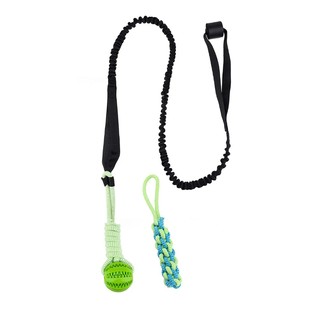 Interactive Retractable Tugger Dog Rope Toy Dog Hanging Bungee Tug Toy With 2 Chew Toys