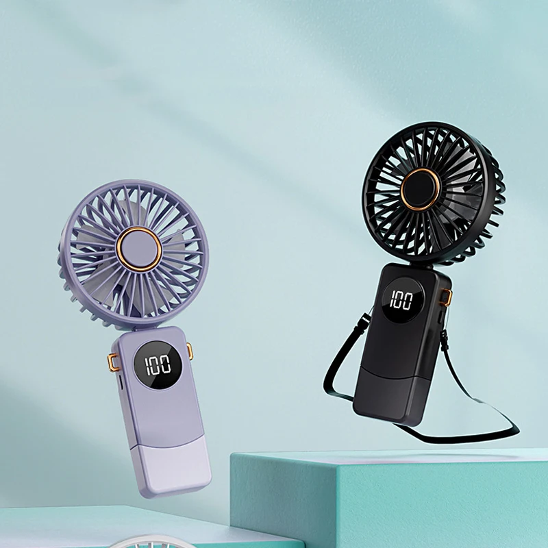 Rechargeable Air Circular Hand Fan Outdoor 1200mAh Handheld Portable Foldable Electric Mini Fan