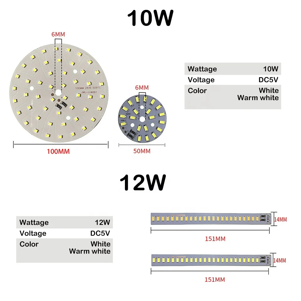 DC5V Dimmable LED Chip 1W 5W 10W 30W Surface Light Source SMD 5730 LED Light Beads DIY White Warm White DIY Adjustable LED Bulb