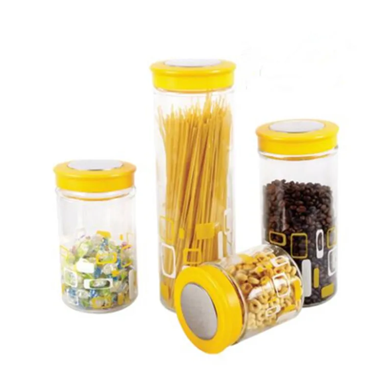 Multi size glass storage jars for spaghetti beans cookies chocolate canister plastic screw lid decor container glass storage jar