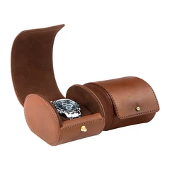 Customized Wristwatch Luxury Portable Organizer Case Travel Leather Display Single Watch Box